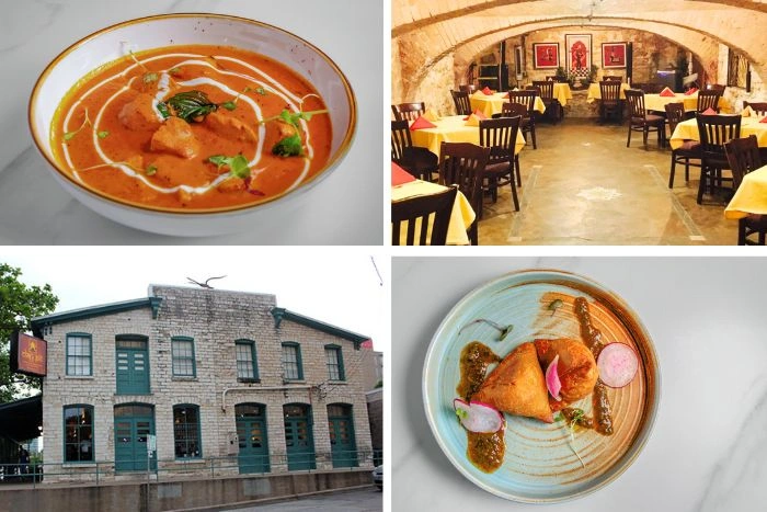 Inside view of the downstairs dining room at The Clay Pit restaurant in Austin, Texas
